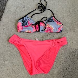 Victorias Secret Hot pink bikini bottom and floral top